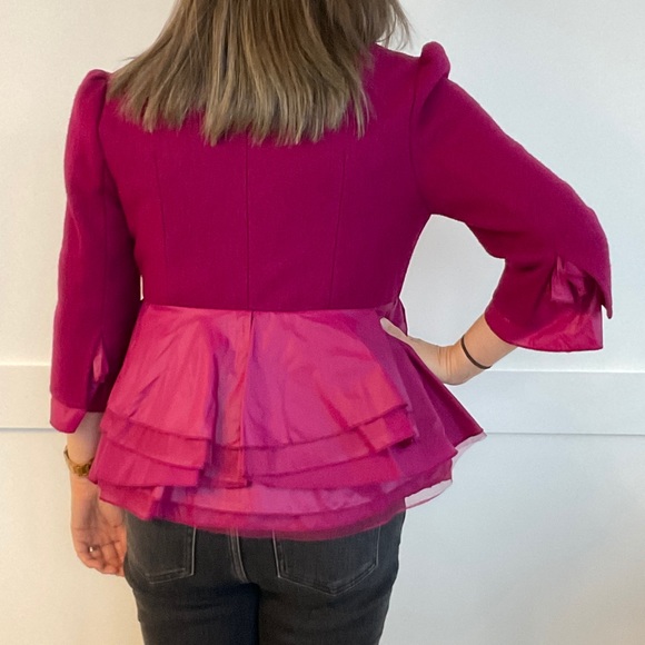 Burberry Peplum Wool Jacket Magenta Size Medium - Picture 12 of 14